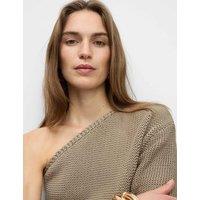 One Shoulder Slim Fit Textured Knitted Top