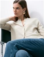 Autograph Pure Cashmere Crew Neck Relaxed Cardigan Oatmeal