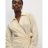 Striped Collared Tie Front Shirt
