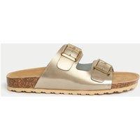 Leather Buckle Footbed Mules