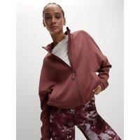 Funnel Neck Relaxed Zip Up Bomber Jacket