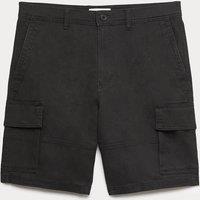 M&S Straight Fit Stretch Cargo Short Black