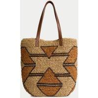 Striped Straw Tote Bag