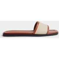 Canvas Flat Mule Sandals