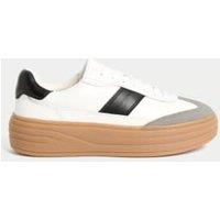 Leather Side Detail Platform Trainer