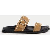 Suede Studded Strappy Footbed Sandals