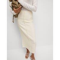 Boucle Split Back Midaxi A-Line Skirt with Wool