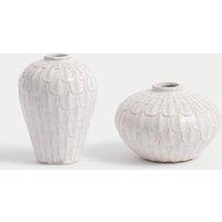 Set of 2 Mini Scallop Ceramic Vases