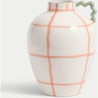 Large Wiggle Check Ceramic Jug Vase