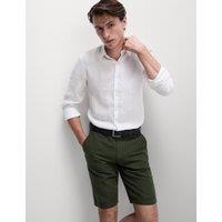 Regular Fit Cotton Linen Blend Chino Shorts