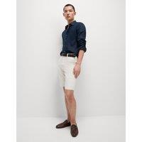 Regular Fit Cotton Linen Blend Chino Shorts