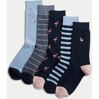 5pk Cool & Fresh Flamingo Cotton Rich Socks