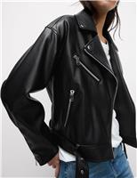 Faux Leather Textured Biker Jacket