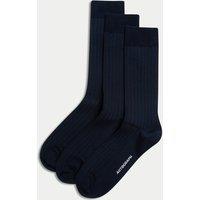 3pk Egyptian Cotton Rich Ribbed Socks