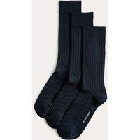 Autograph 3 Pack Egyptian Cotton Rich Ribbed Socks Dark Navy