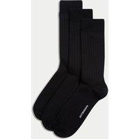 3pk Egyptian Cotton Rich Ribbed Socks