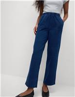 Denim Jersey Straight Leg Trousers