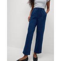M&S Denim Jersey Straight Leg Trousers Indigo
