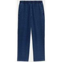 Denim Jersey Straight Leg Trousers