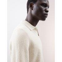 Cotton Rich Open Neck Knitted Polo Shirt