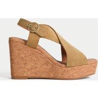 Suede Crossover Wedge Sandals