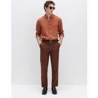 M&S Regular Fit Linen Blend Chinos Conker