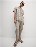 Loose Fit Cotton Linen Blend Elasticated Trousers