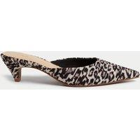 Leopard Print Slip On Kitten Heel Mules
