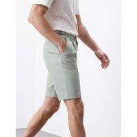 Cotton Linen Blend Single Pleat Shorts