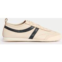 M&S Leather Stripe Trainers Cream Mix