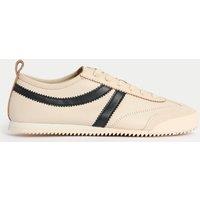 M&S Leather Stripe Trainers Cream Mix