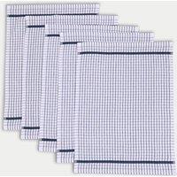 Set of 5 Checked Terry Tea Towels