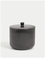 Wide Ribbed Glazed Storage Jar