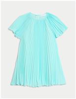 M&S Plisse Dress (2-16 Yrs) Light Aqua