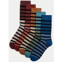 5pk Cool & Fresh Cotton Rich Striped Cushioned Socks