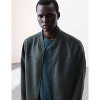Faux Suede Bomber Jacket