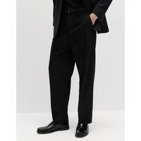 M&S Relaxed Fit Smart Stretch Trousers Black