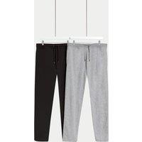M&S 2 Pack Cotton Rich Straight Leg Joggers Grey Marl
