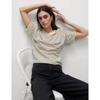 Pure Cotton Relaxed Striped Boxy T-Shirt