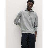 M&S Cotton Rich Lightweight Hoodie Grey Marl