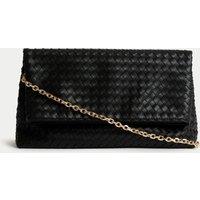 Faux Leather Woven Clutch Bag