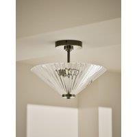Glass Ribbed Flush Ceiling Light