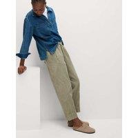 Drawstring Pull On Garment Dye Cropped Tapered Trousers
