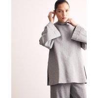 Jersey Funnel Neck Split Hem Relaxed Jumper