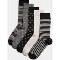 5pk Cool & Fresh Assorted Cotton Rich Socks