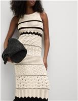 Cotton Blend Knitted Round Neck Midi Dress