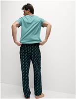 M&S Pure Cotton Parrot Print Pyjama Set Teal Mix