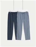 M&S 2 Pack Pure Cotton Pyjama Bottoms Navy Mix