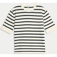 Pure Cashmere Striped Crew Neck Knitted Top