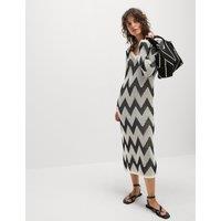 Cotton Blend Knitted V-Neck Midi Dress
